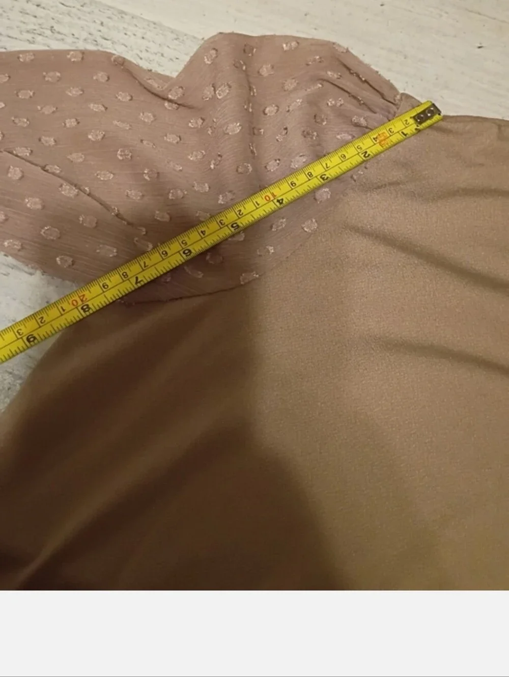 Adrianna Papell Tan Blouse with Sheer Sleeves - Picture 5 of 7